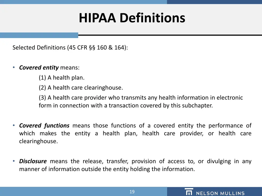 hipaa definitions