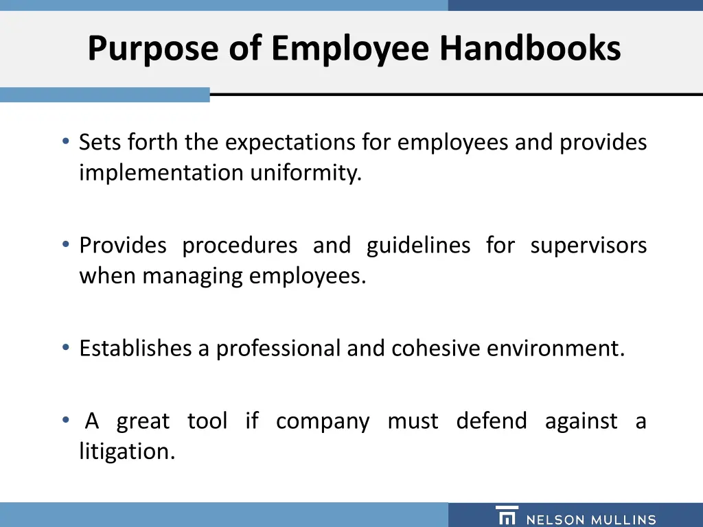 purpose of employee handbooks