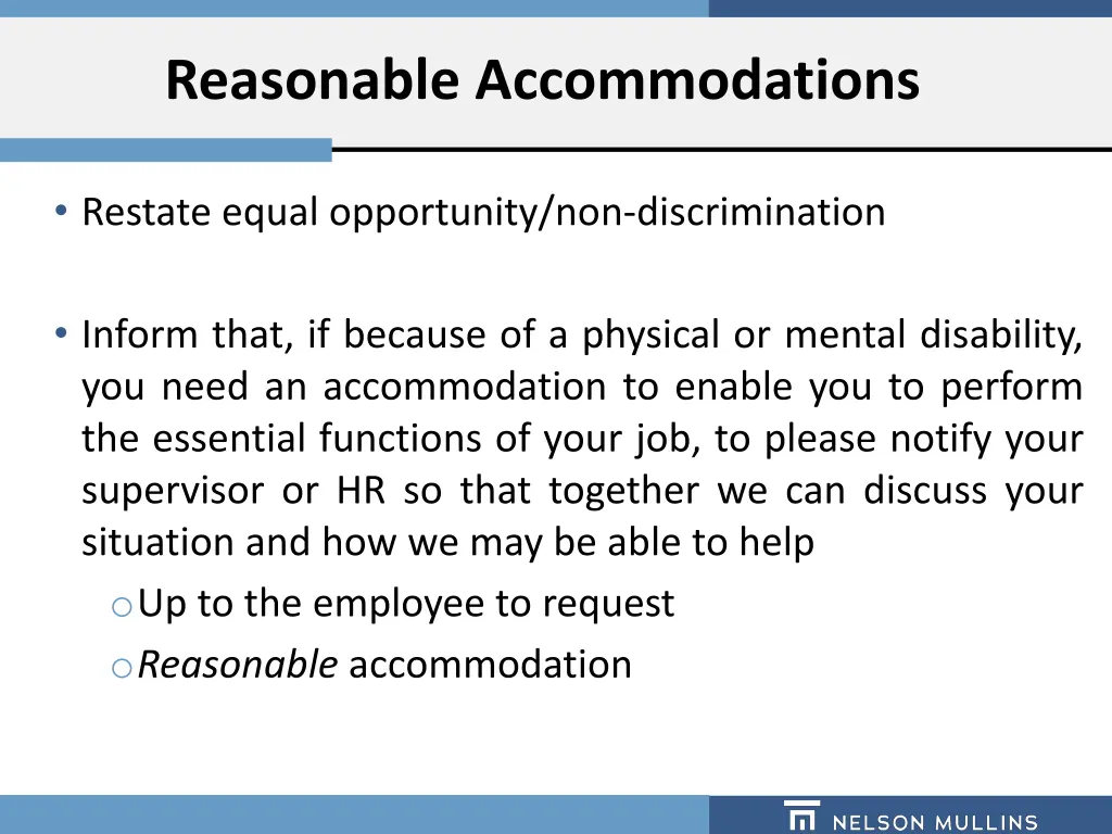 reasonable accommodations