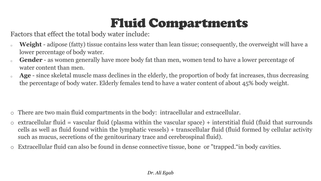 fluid compartments