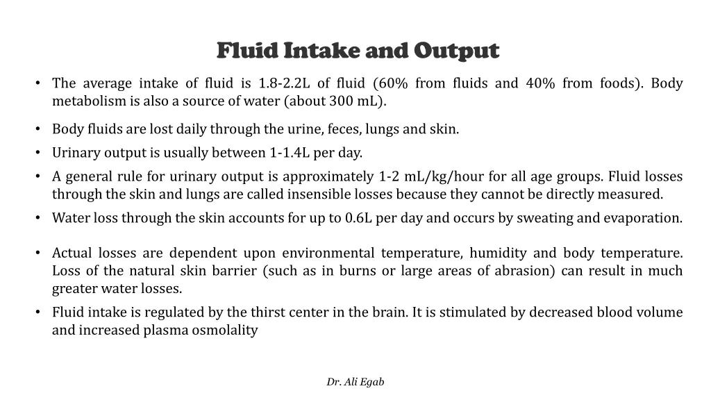 fluid intake and output