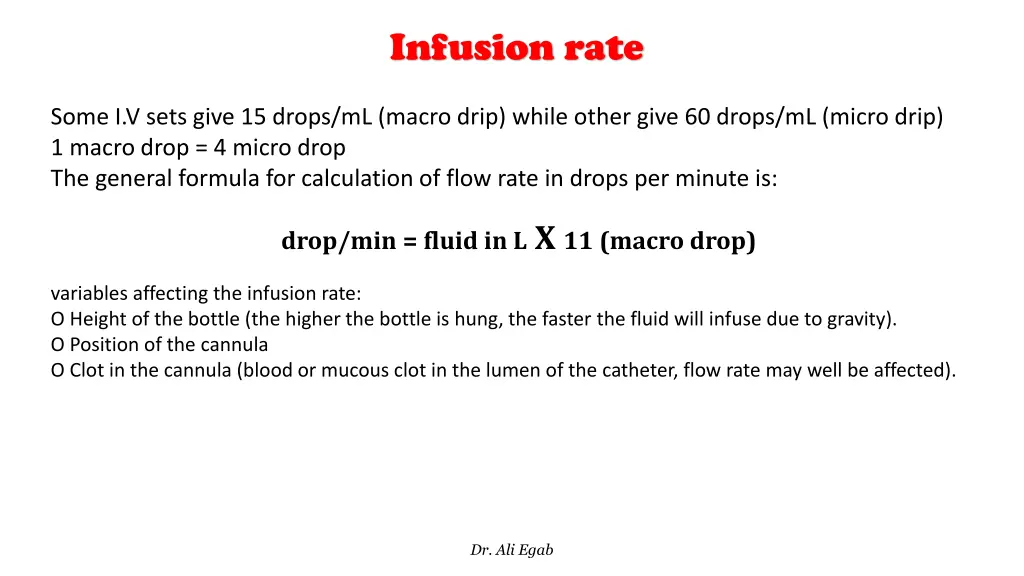 infusion rate