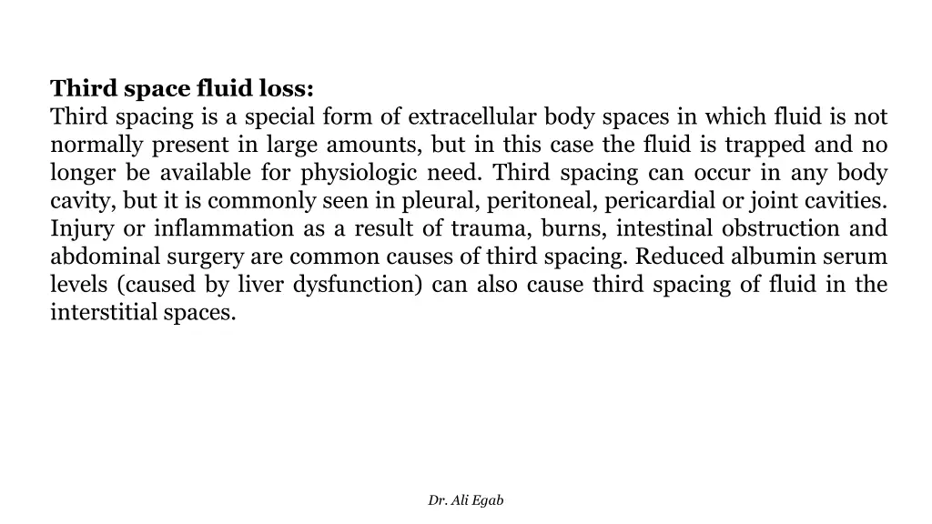 third space fluid loss third spacing is a special