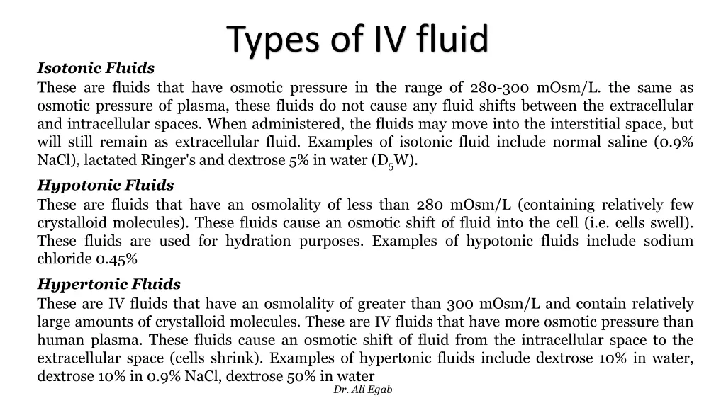 types of iv fluid