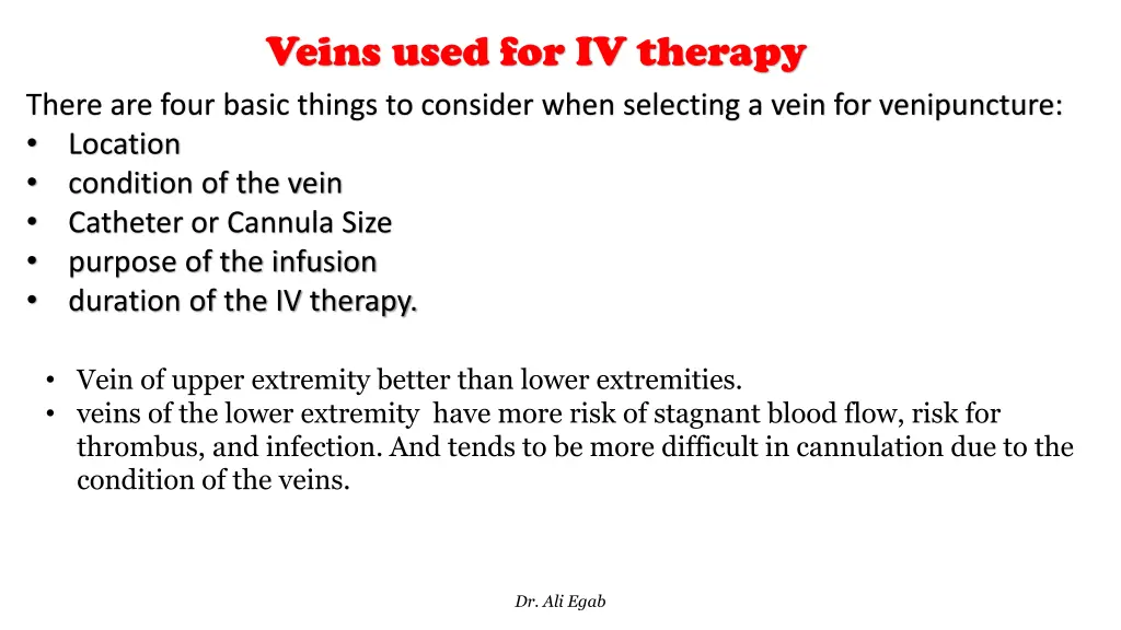 veins used for iv therapy