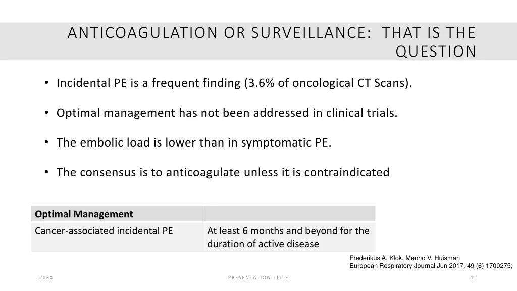 anticoagulation or surveillance that is the