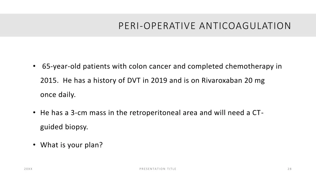 peri operative anticoagulation