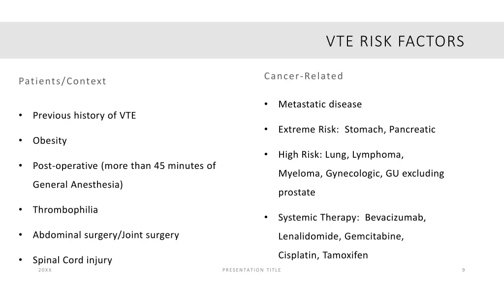 vte risk factors