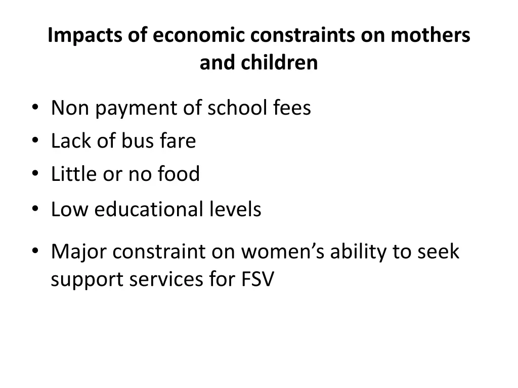 impacts of economic constraints on mothers