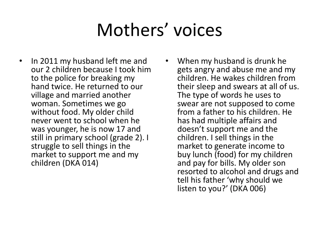 mothers voices