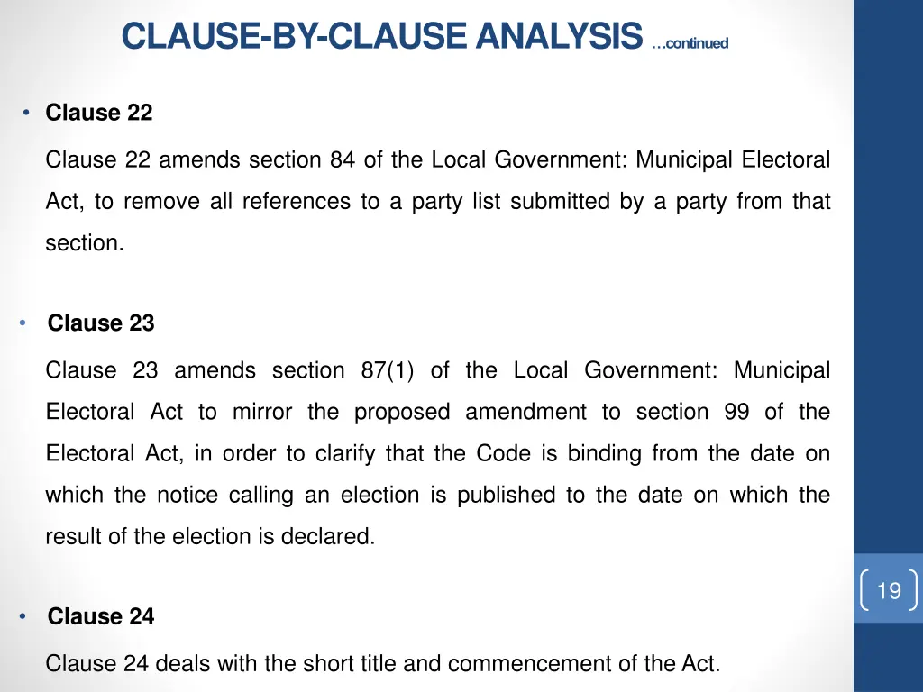 clause by clause analysis continued 11