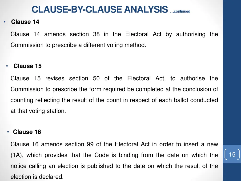 clause by clause analysis continued 7