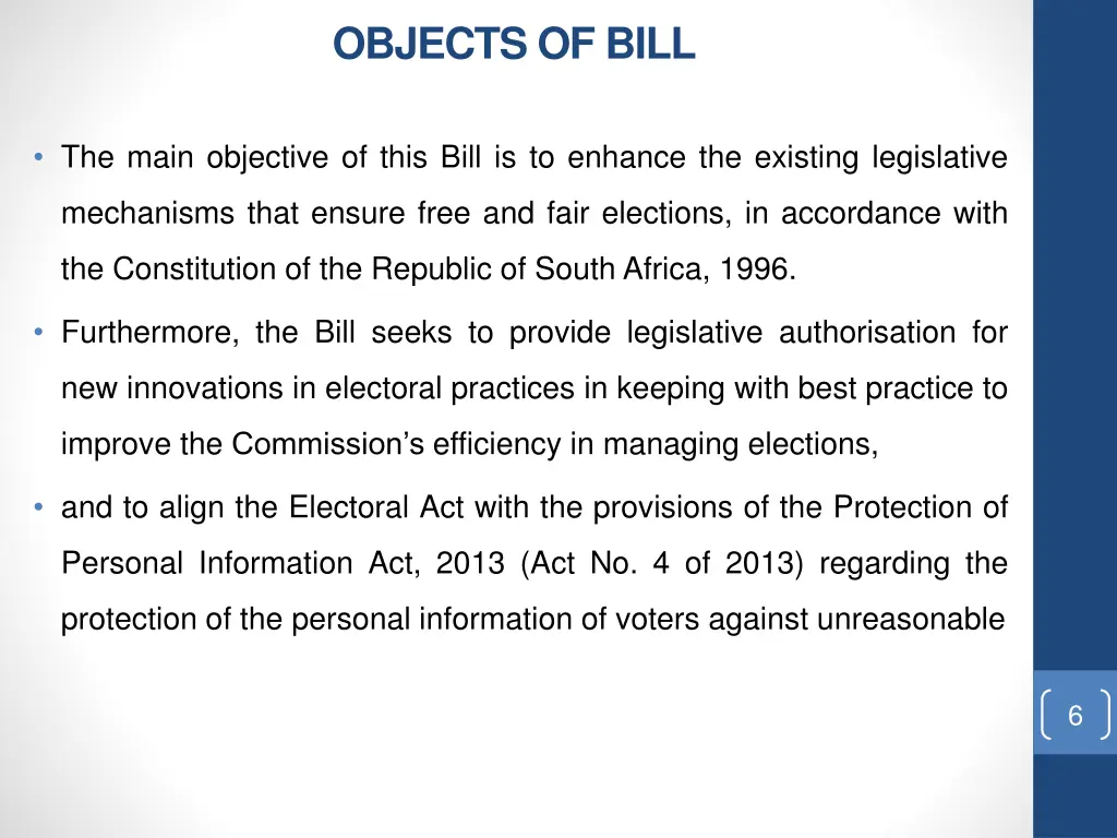 objects of bill