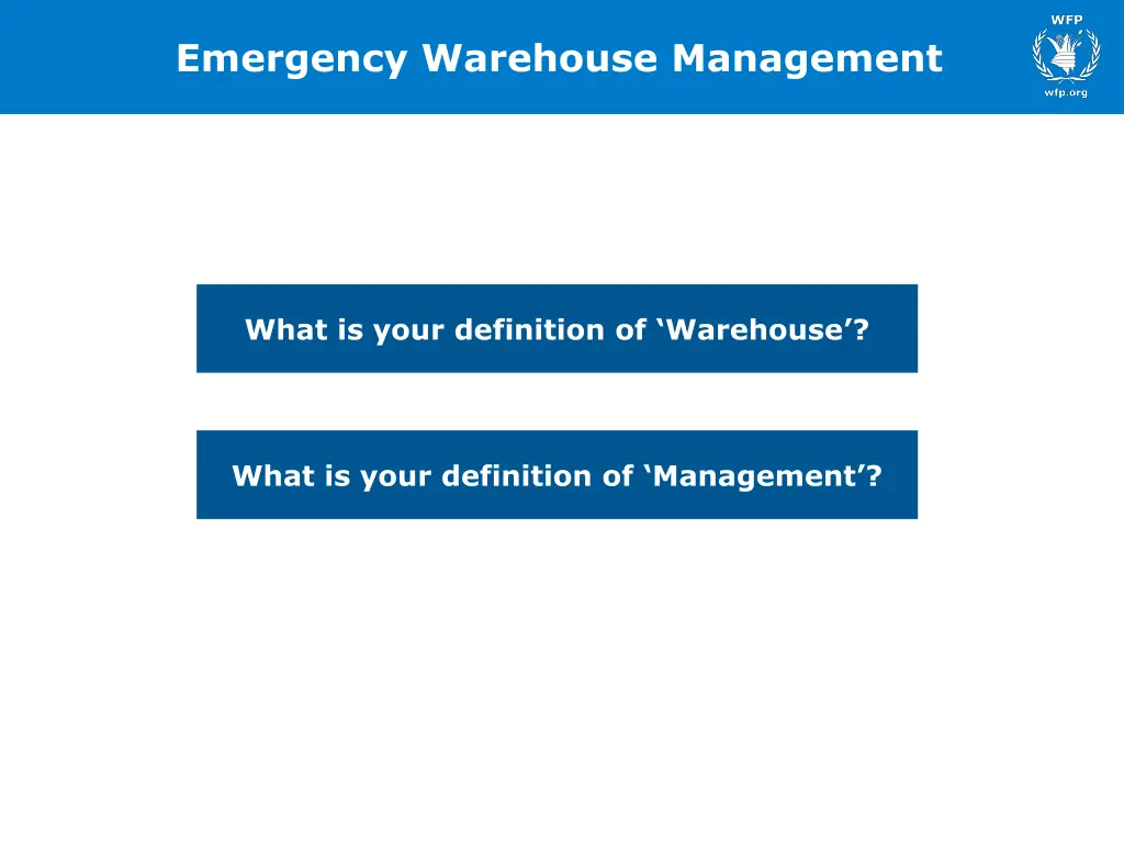 emergency warehouse management