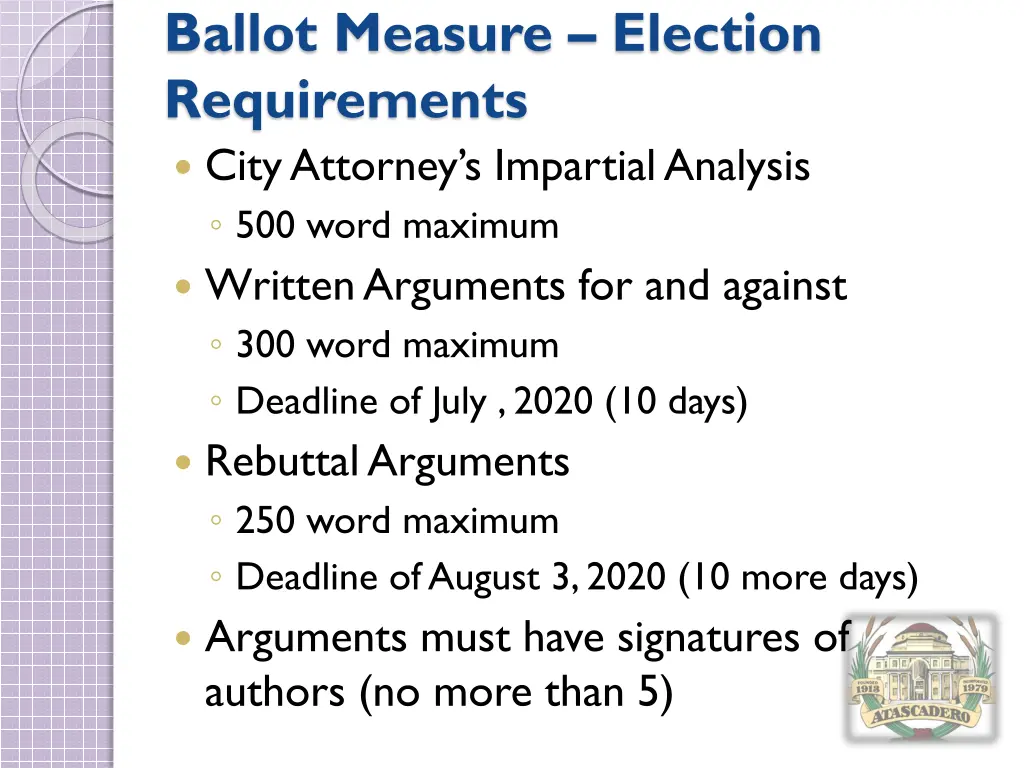 ballot measure election requirements city