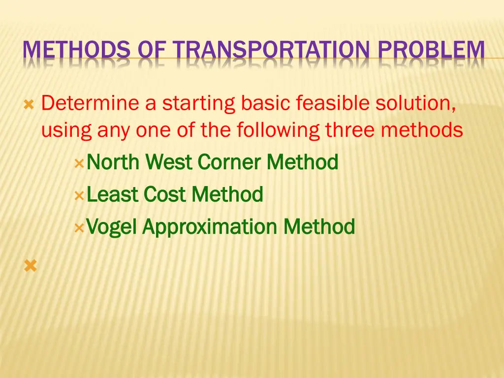 methods of transportation problem