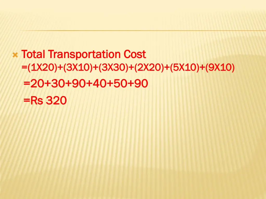 total transportation cost total transportation