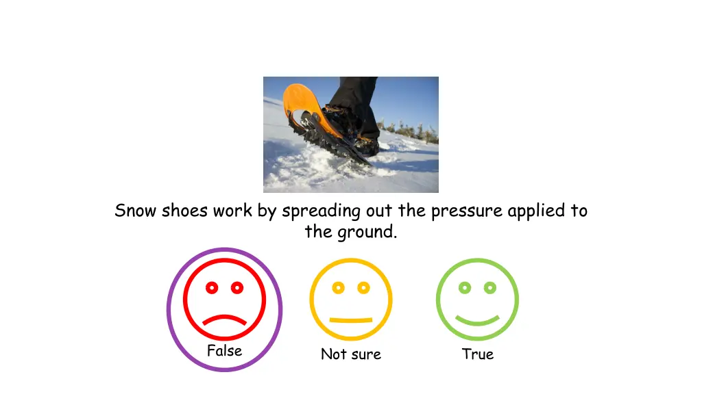 snow shoes work by spreading out the pressure