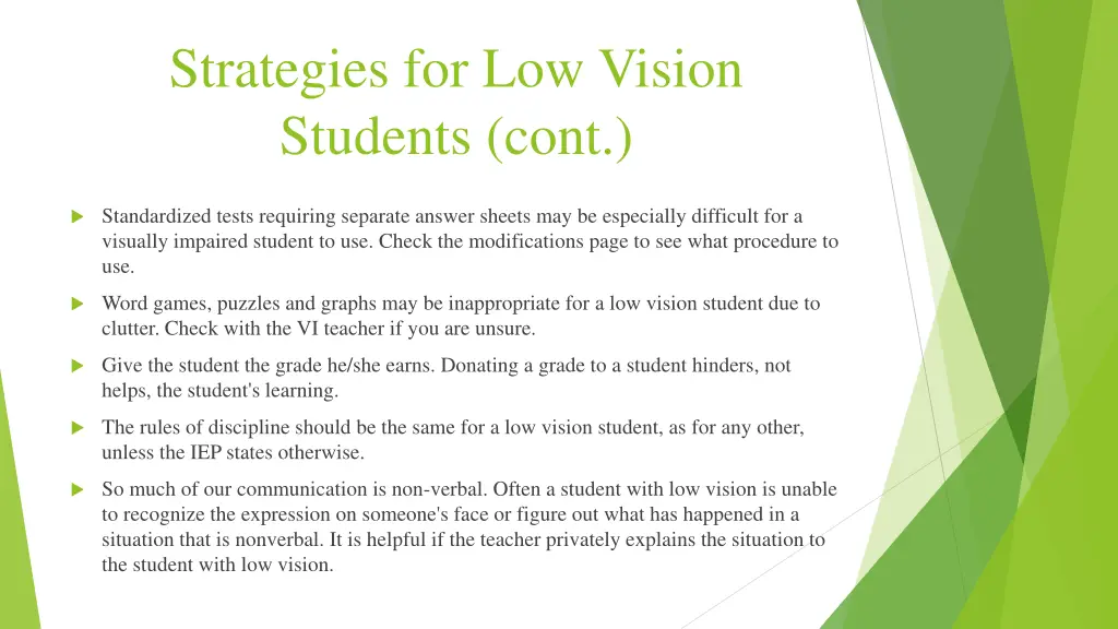 strategies for low vision students cont 1