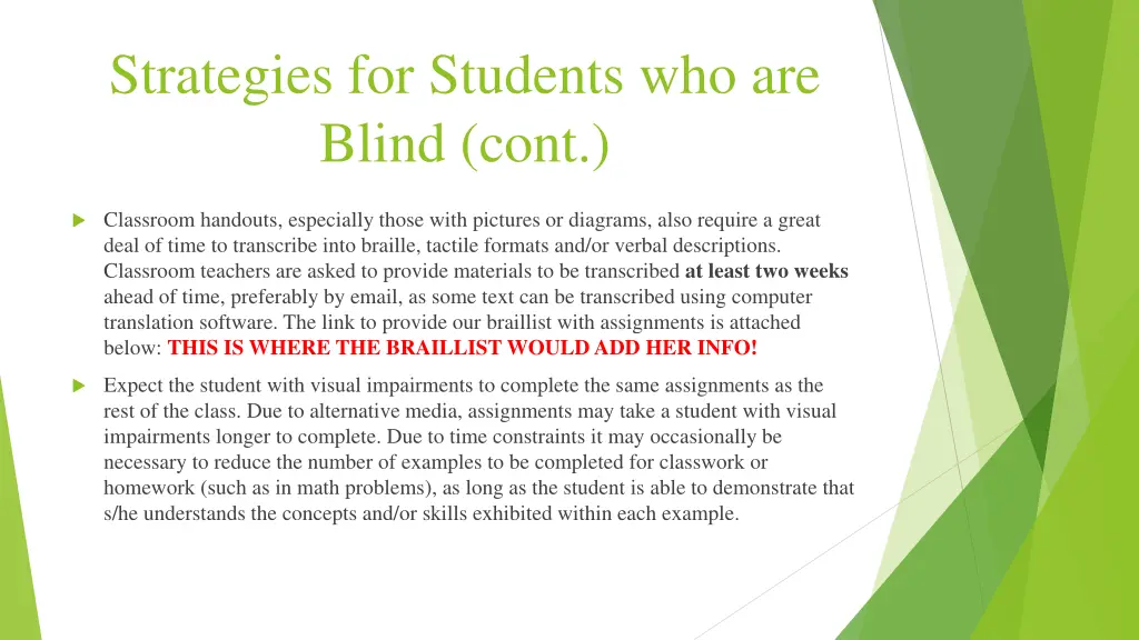 strategies for students who are blind cont 1