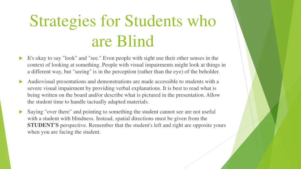 strategies for students who are blind