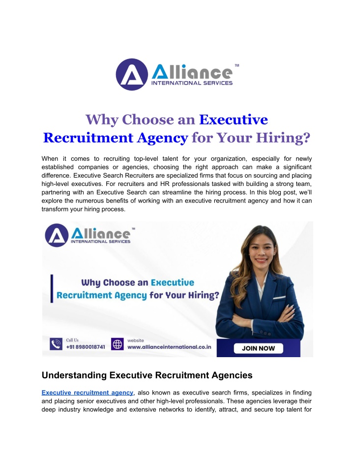 why choose an executive recruitment agency