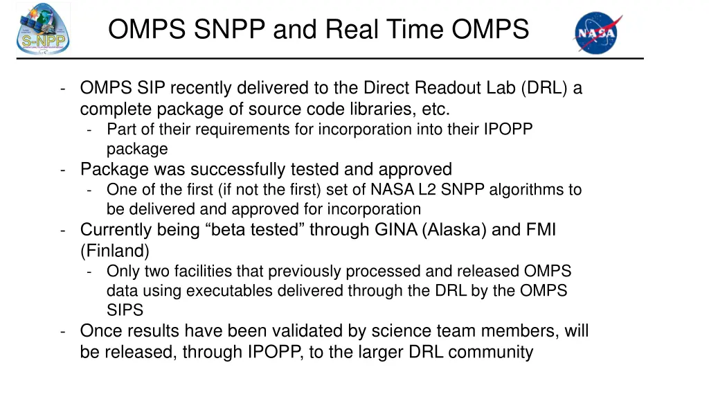 omps snpp and real time omps