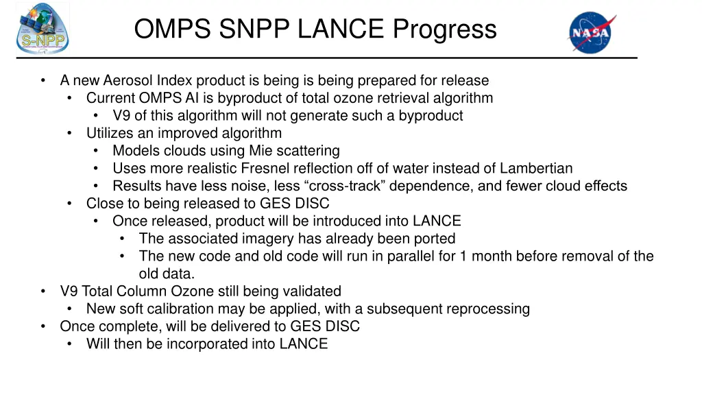 omps snpp lance progress