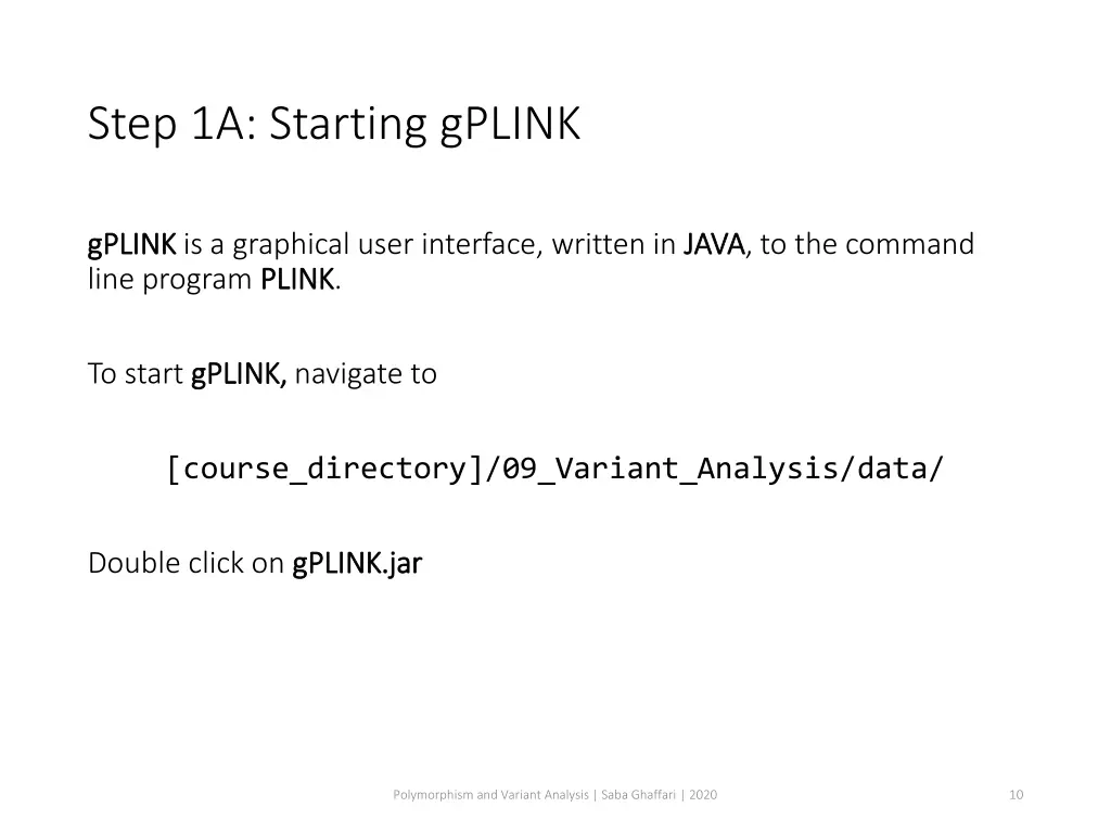 step 1a starting gplink