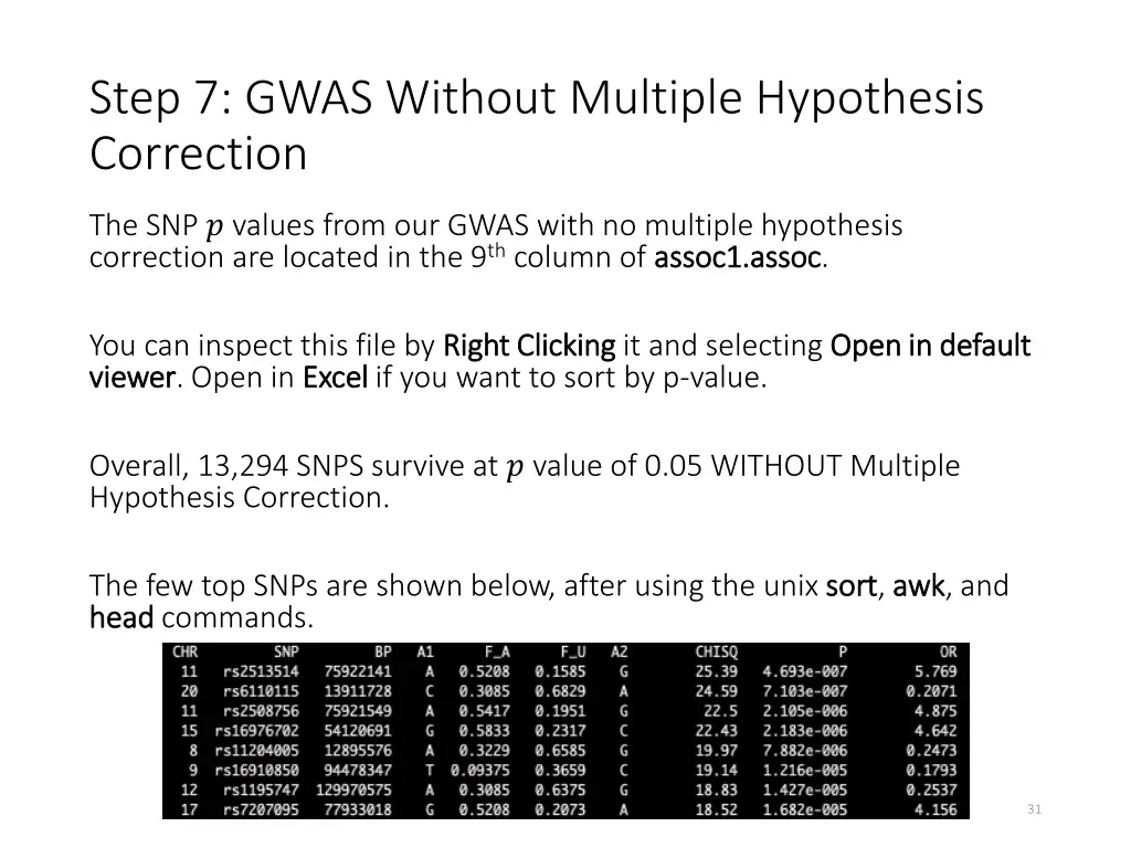 step 7 gwas without multiple hypothesis correction