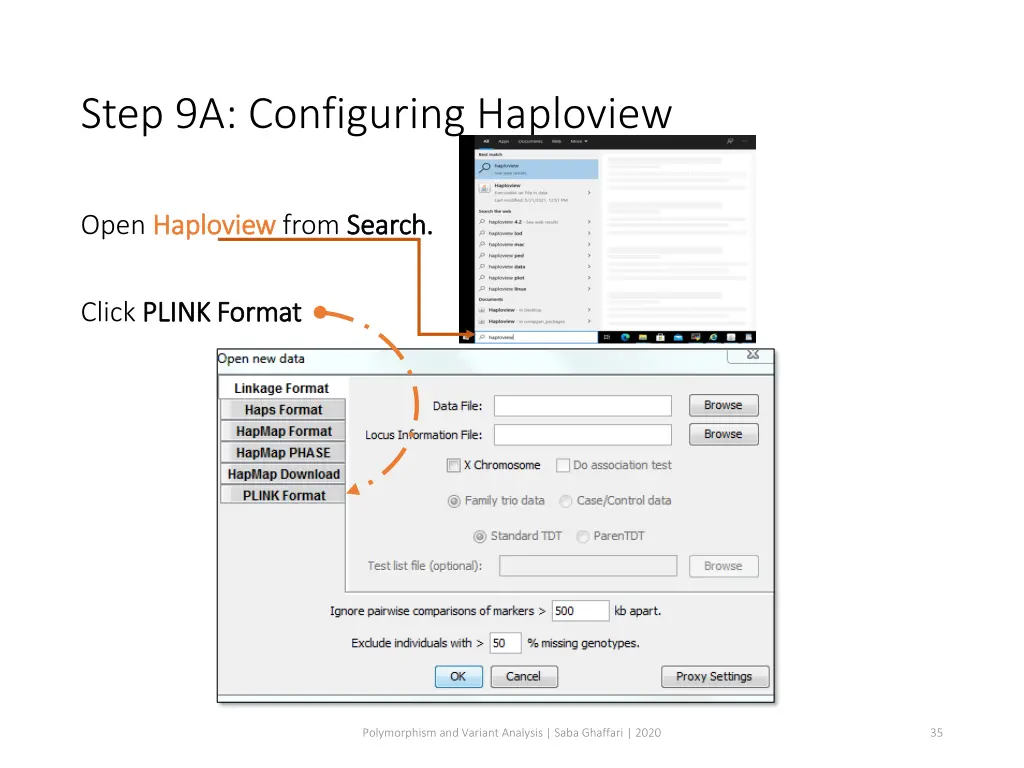 step 9a configuring haploview