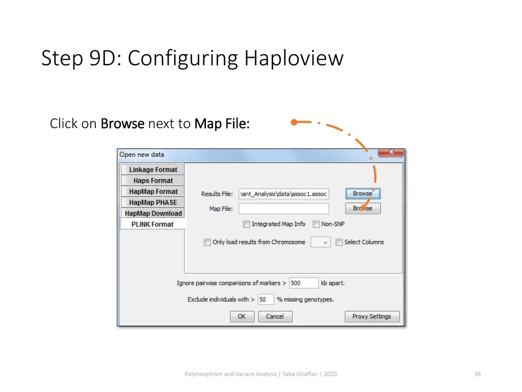 step 9d configuring haploview