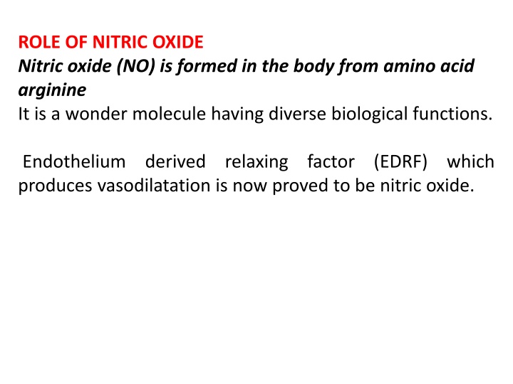 role of nitric oxide nitric oxide no is formed