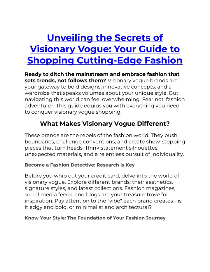 unveiling the secrets of visionary vogue your