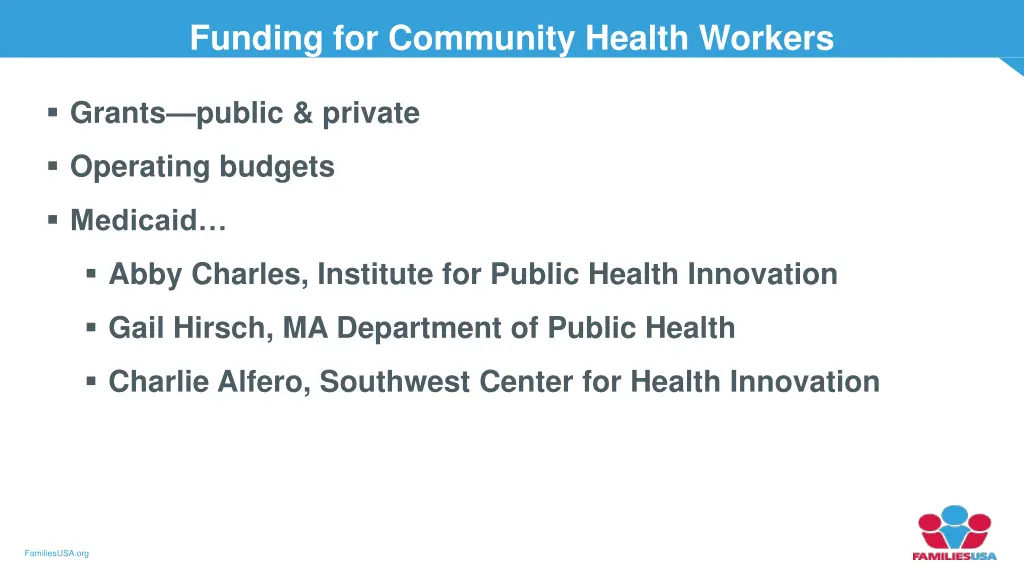 funding for community health workers