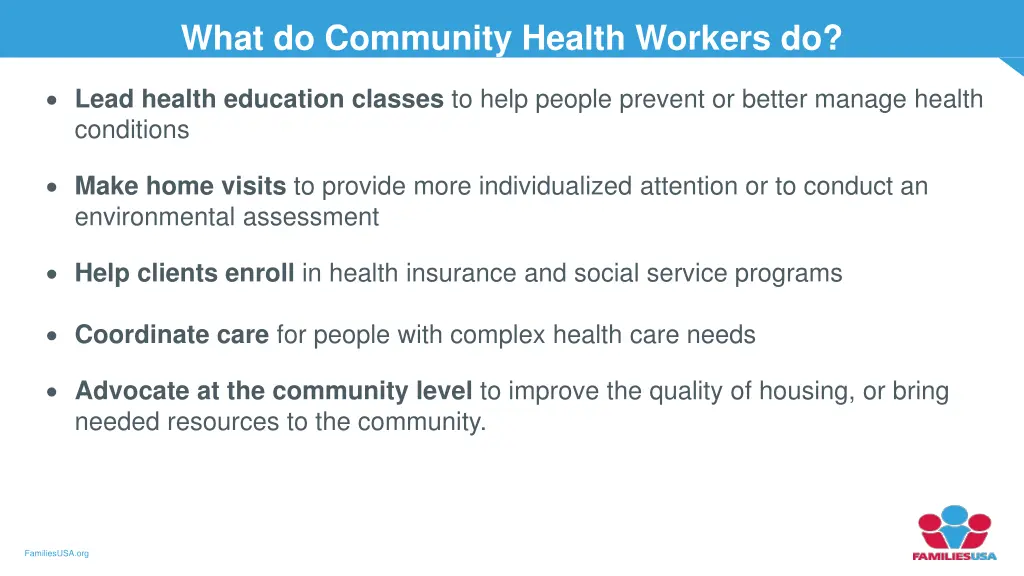 what do community health workers do