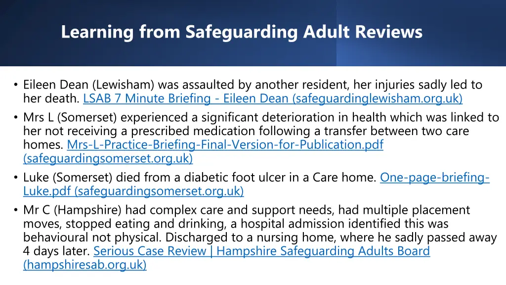 learning from safeguarding adult reviews