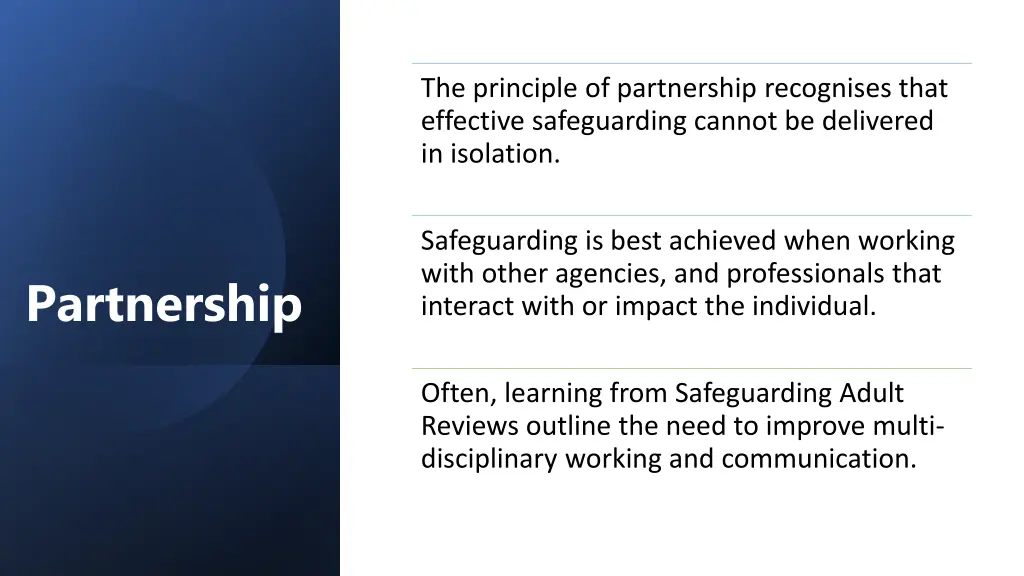 the principle of partnership recognises that