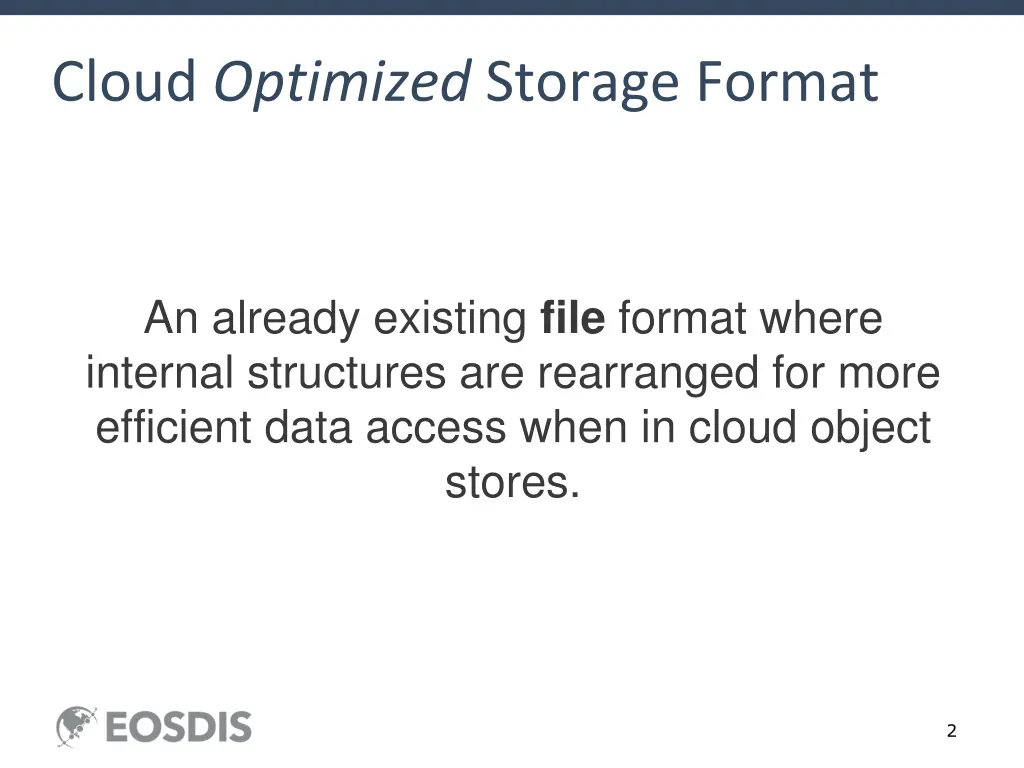 cloud optimized storage format