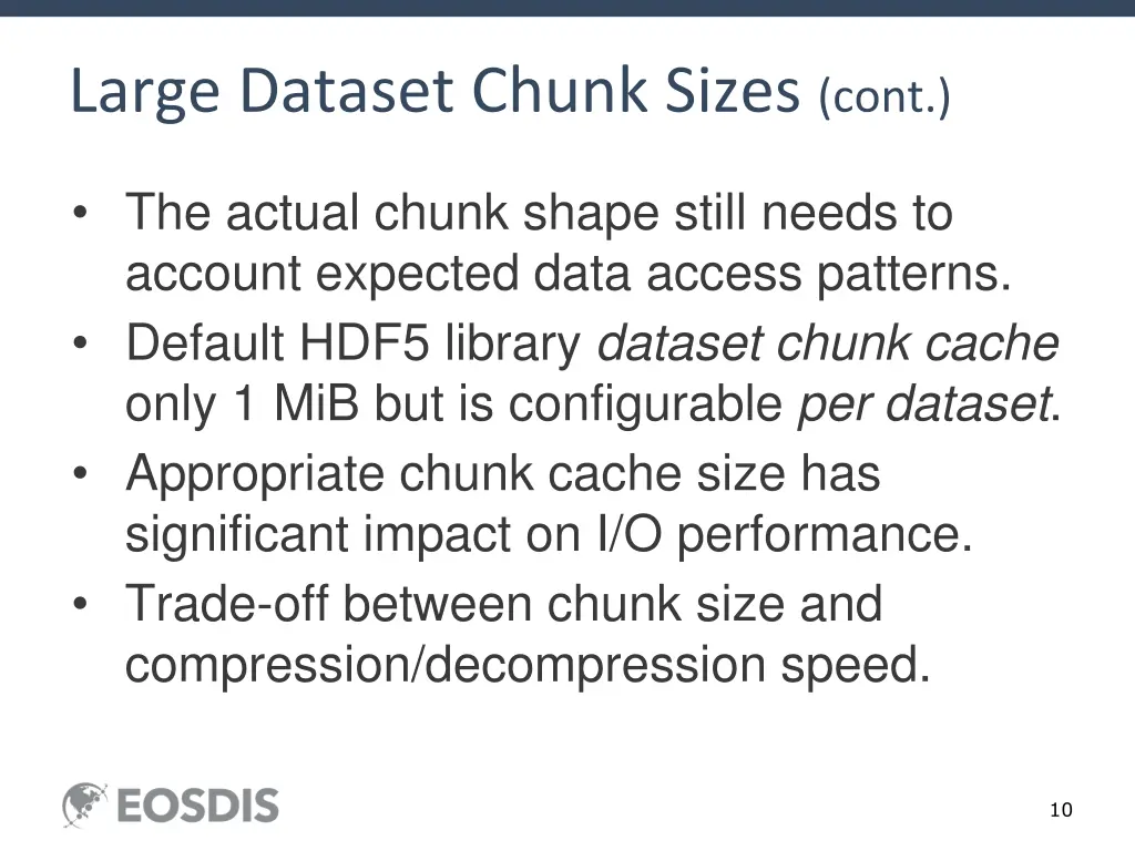 large dataset chunk sizes cont