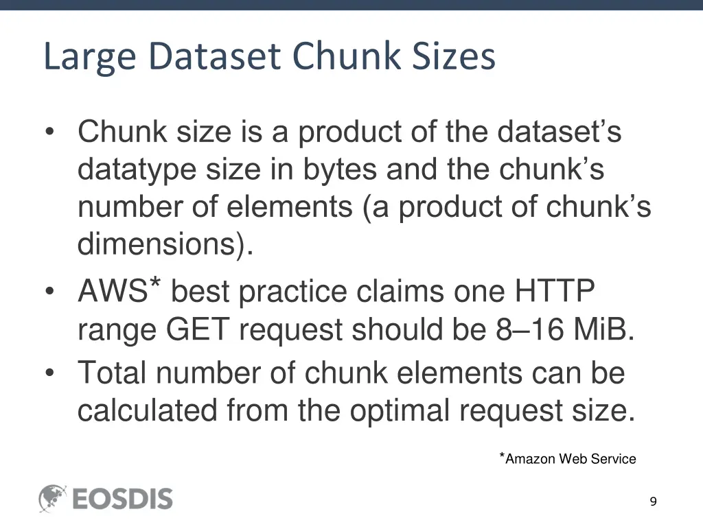 large dataset chunk sizes