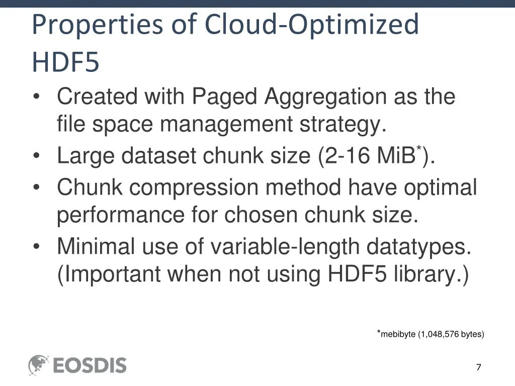 properties of cloud optimized hdf5