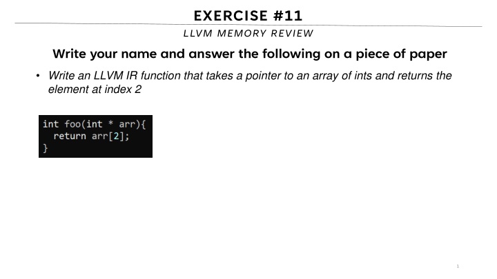 exercise 11 llvm memory review