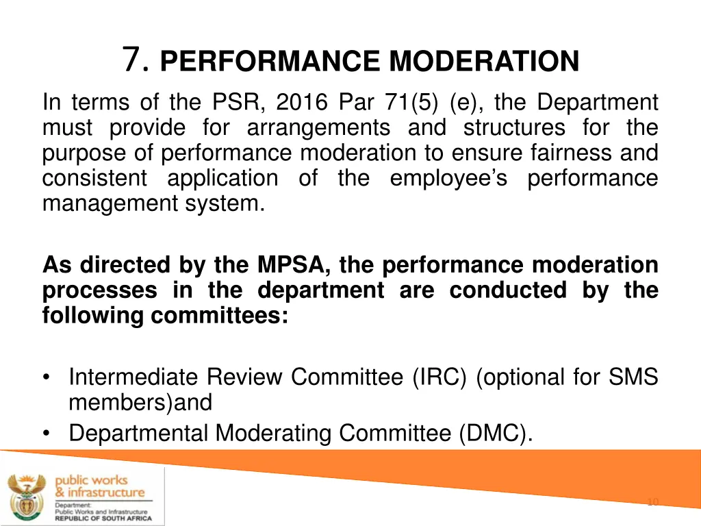 7 performance moderation in terms of the psr 2016