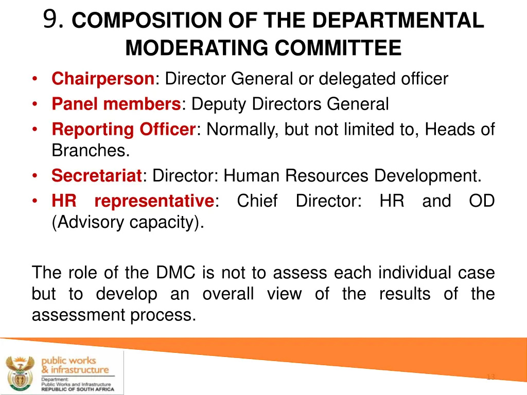 9 composition of the departmental moderating