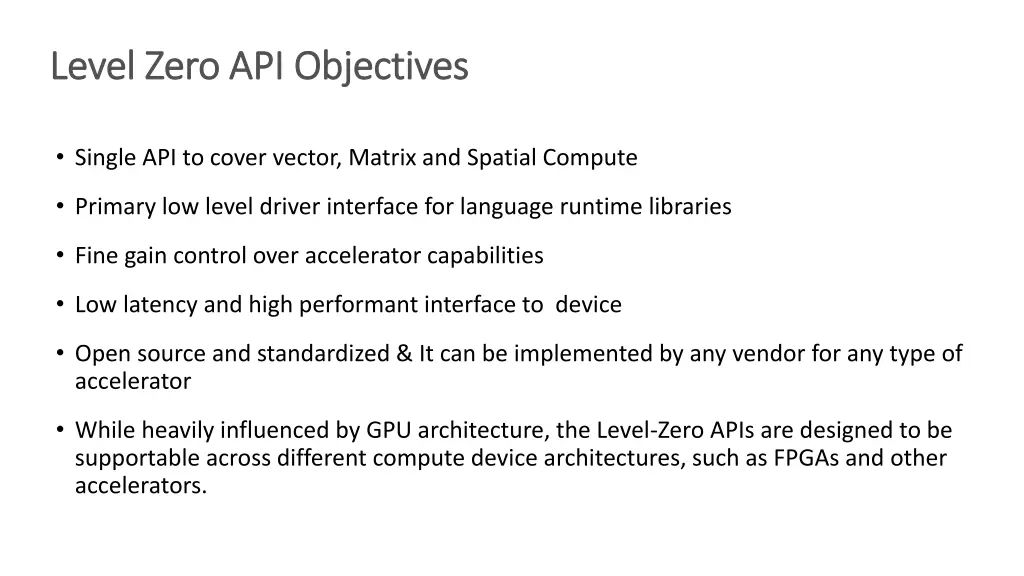 level zero api objectives level zero