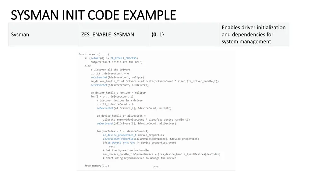 sysman init code example sysman init code example