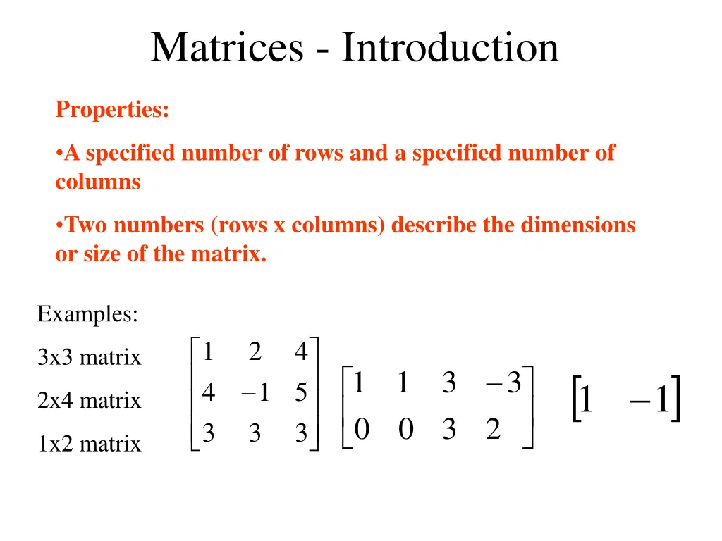 matrices introduction 1