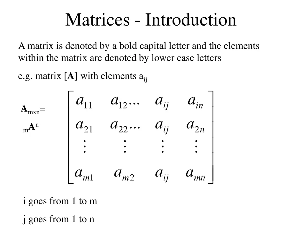 matrices introduction 2