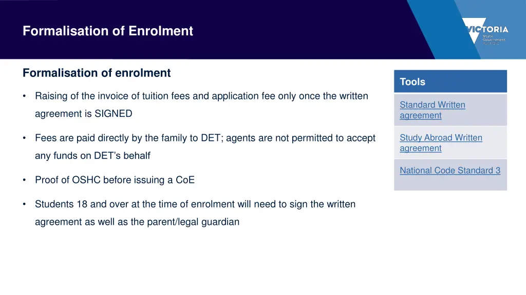 formalisation of enrolment